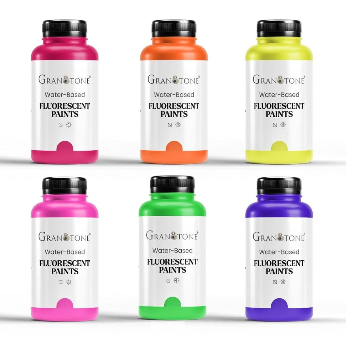 Neon Fluorescent Acrylic Paint Set - 6 Colors, 8 Oz Each | Glows In Black Light | Non-Toxic & Vibrant Paint | Ideal For Art, Crafts, Kids, & Hobbyists | Made In India