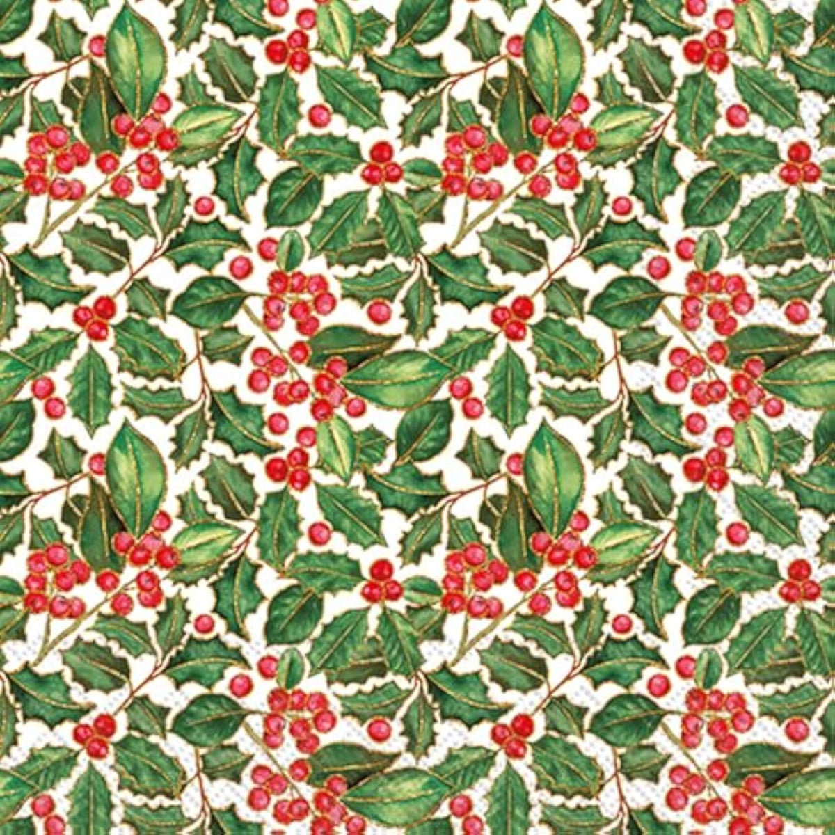 Cocktail Napkins Disposable 3-Ply Paper Party Napkin Pack, 5" X 5", Holly, 20-Count