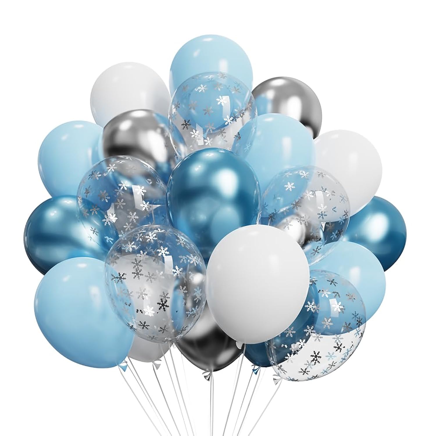 Winter Wonderland Party Decorations 56Pcs Blue White Silver Snowflake Balloons,Banner,3D Paper Hanging Snowflakes Garland For Christmas Winter Onederland 1St Birthday Party New Year Decoration