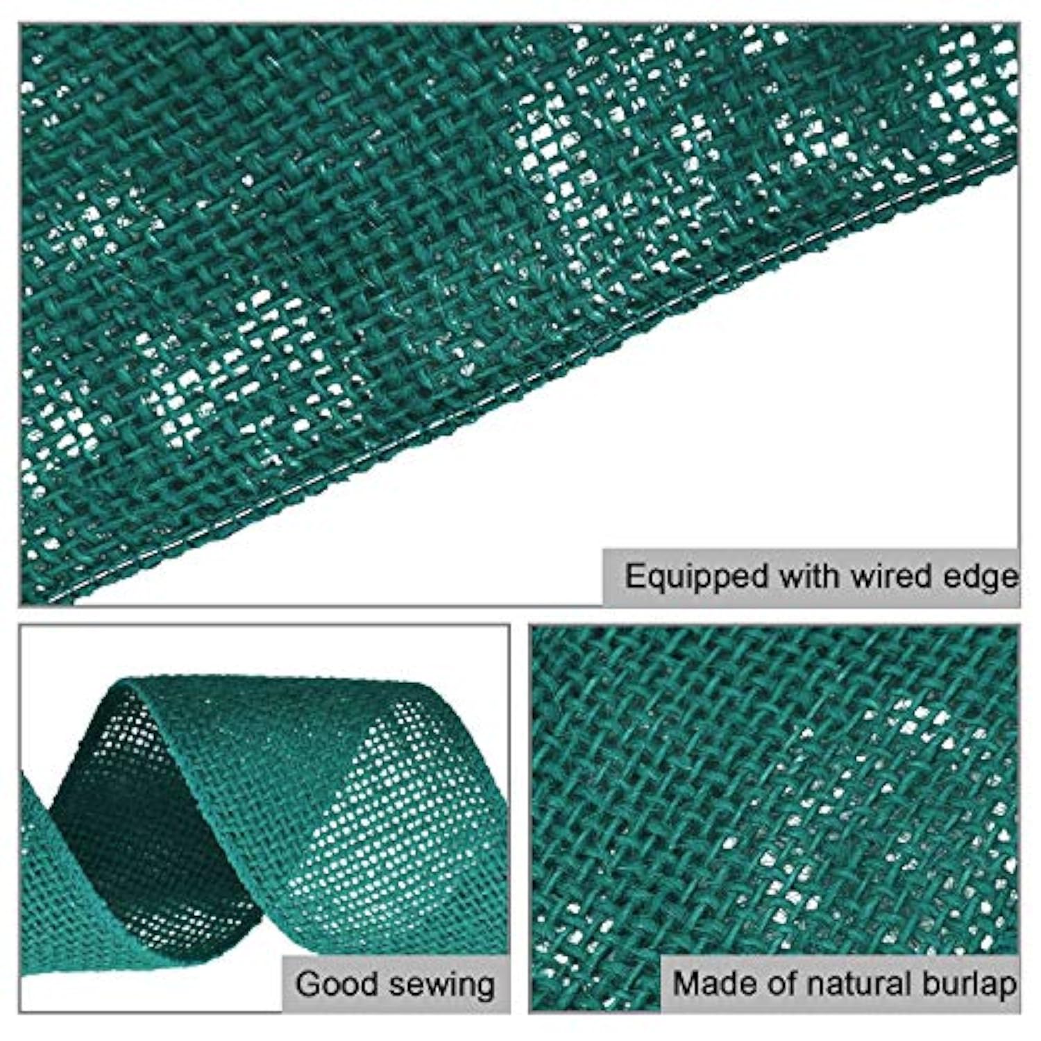 2 Rolls Burlap Wired Ribbon Natural Weave Ribbon With Wired Edge For C