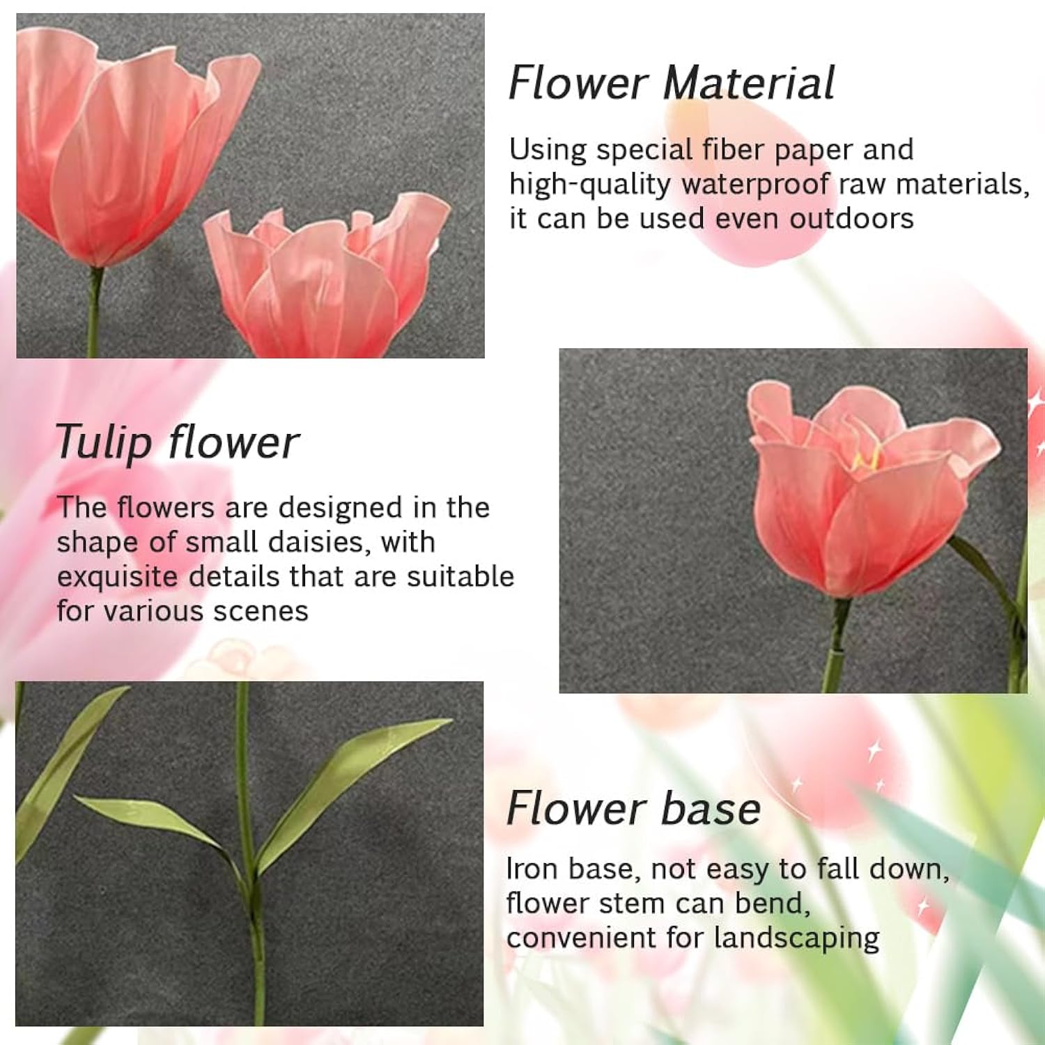 Set Of 3 Giant Artificial Tulips Flowers For Decoration Wedding Reception Huge Artificial Eva Tulip Flower For Birthday Wedding Arrangements Banquet Background Decor Shop Window Display