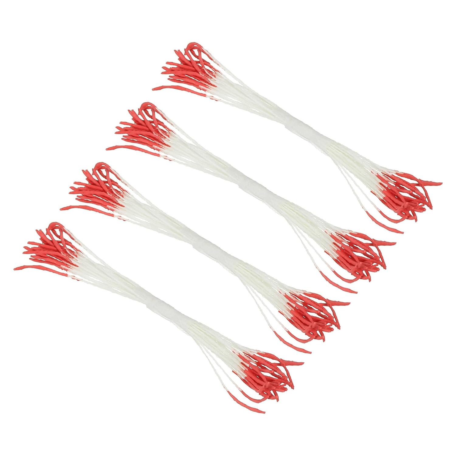 10Mm Double Heads Flower Stamen, 100 Pcs Artificial Flower Stamen Pistil Matt Pearl Floral Stamen For Diy Christmas Card Wedding Decoration, Red