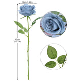Artificial Rose Flower Artificial Flowers Flower With Long Stem Silk Roses Bouquet For Wedding Bridal Shower Party Home Decoration (Dusty Blue, 12 Pcs)