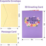 3D Happy Mothers Day Pop Up Card, Handcrafted - 100% Recycled And Eco-Friendly, 8" X 6" Cover - With Note Tag