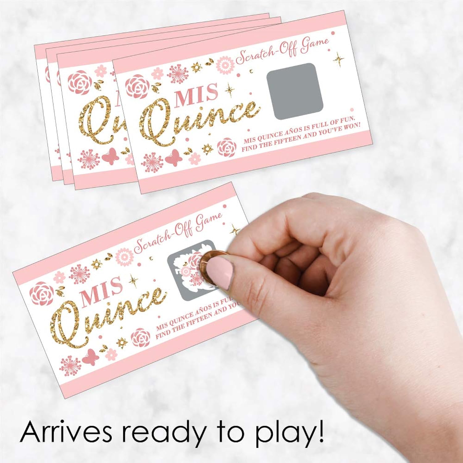 Big Dot of Happiness Mis Quince Anos - Quinceanera Sweet 15 Birthday Party Game Scratch Off Cards - 22 Count