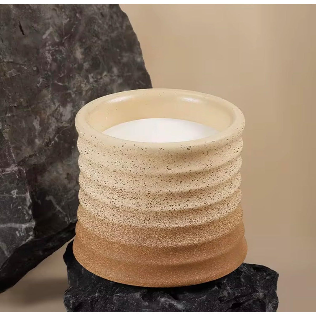 Luxury Scented Candle With Textured Ceramic Jar. Aromatherapy. Candle For Christmas, New Year, Housewarming. Birthday. Present For Women And Men. Aroma. Sandalwood (Sandalwood)
