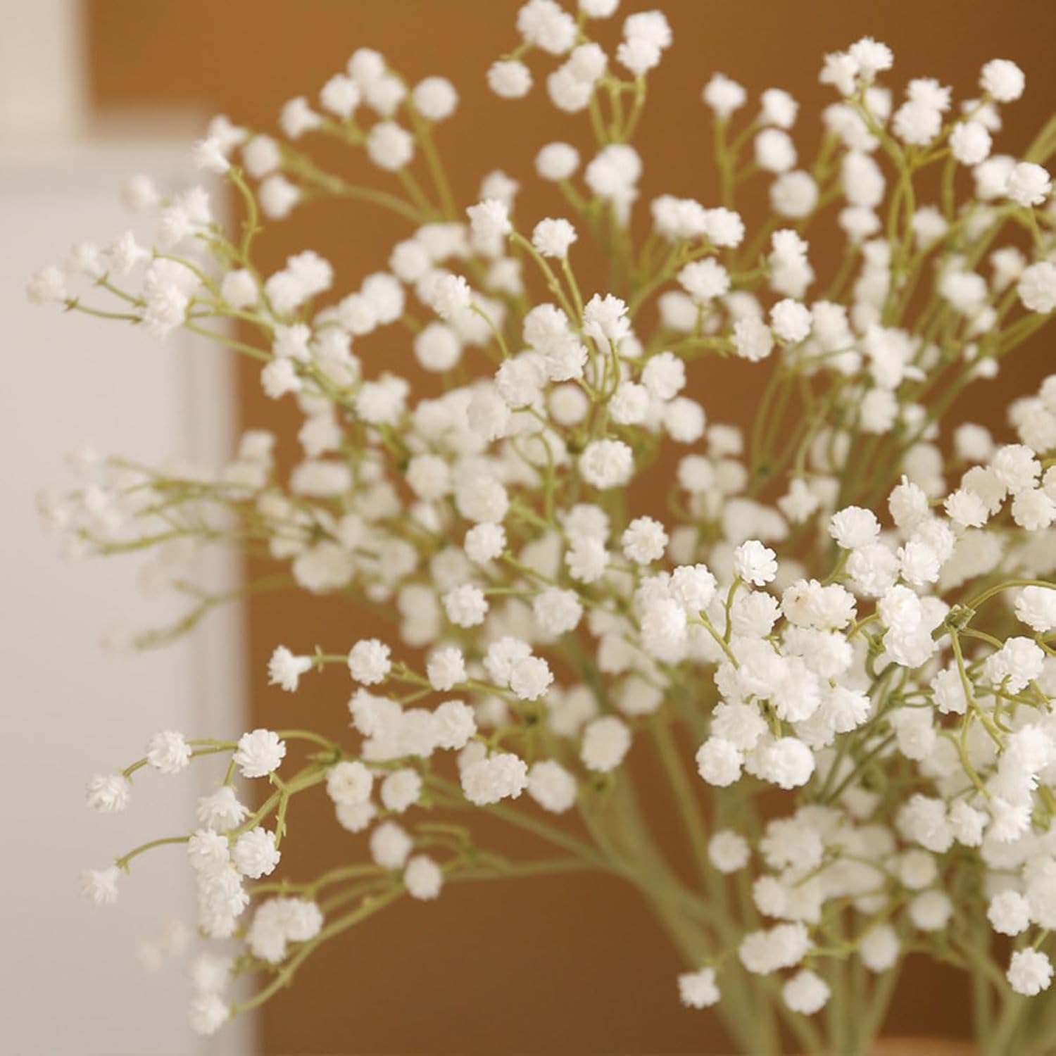 Babys Breath Artificial White Flowers Fake Silk Real Touch Flowers For Diy Floral Bouquets Arrangement Home Decorative Party Wedding (White-2)