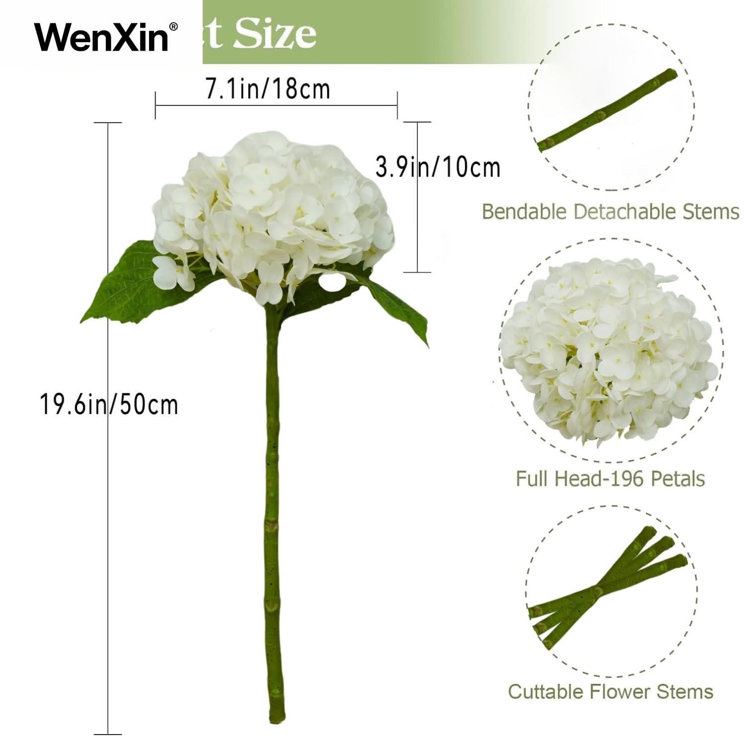 4-Packet White Hydrangea Artificial Flowers Faux Hydrangea Flowers Real Touch Bridal Hydrangea Wedding Decoration