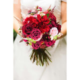 Artificial Flowers, Fake Cake Flowers Silk Roses With Stems Faux Burgundy Dahlia Wedding Bridal Bouquets For Table Centerpieces Floral Arrangement Arch Home Decoration