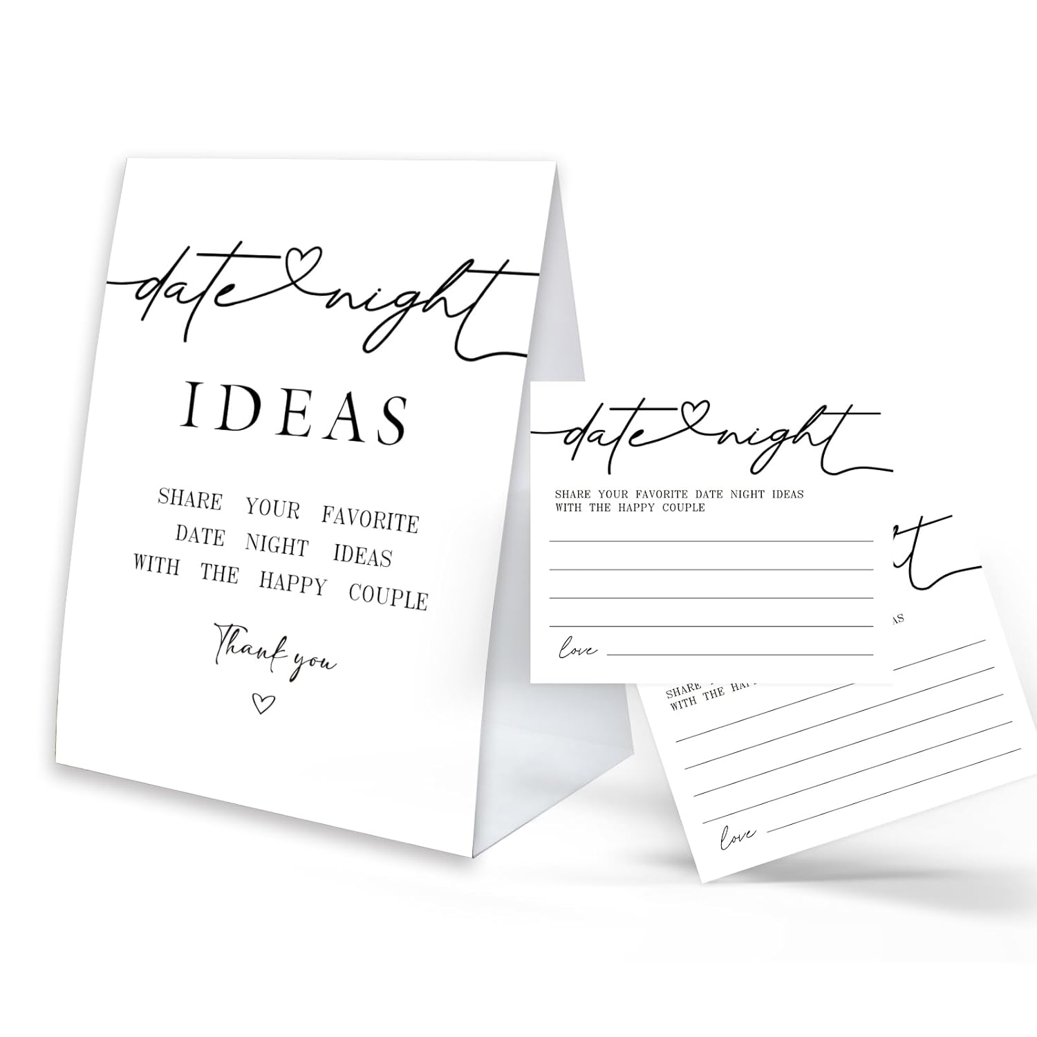 Minimalism Bridal Shower Games Date Night Sign, 1 Date Night Sign And 50 Date Night Cards, Bridal Shower Decorations, Wedding Shower Game-Dnyh11