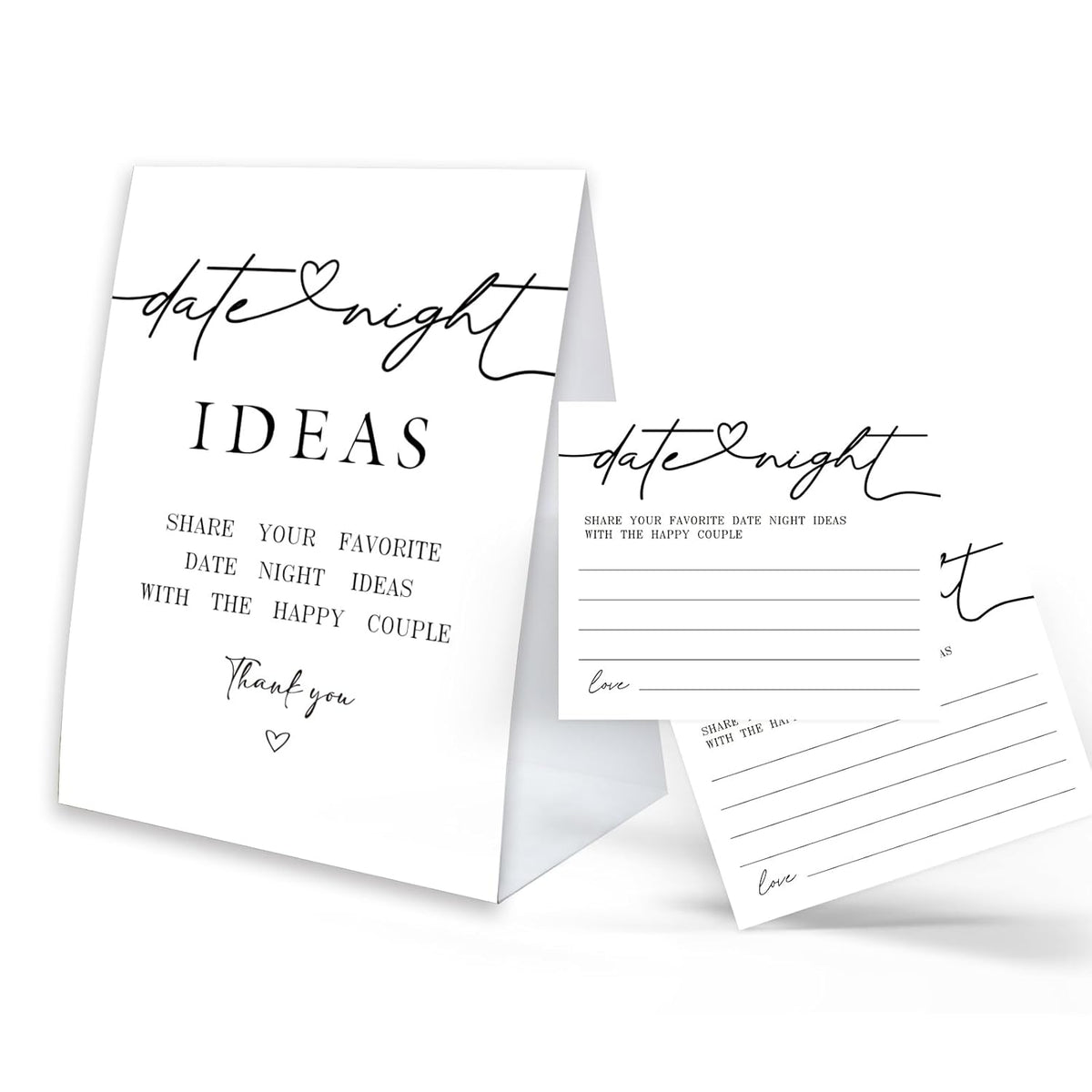 Minimalism Bridal Shower Games Date Night Sign, 1 Date Night Sign And 50 Date Night Cards, Bridal Shower Decorations, Wedding Shower Game-Dnyh11