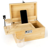 Large Lockable Storage Box With Secure Combination Lock - Professional Home Organizer Kit Includes Manual Spice Crusher & Multi-Use Tray | Kitchen Storage (10.6 X 7.1 X 5.5 In) (Natural)