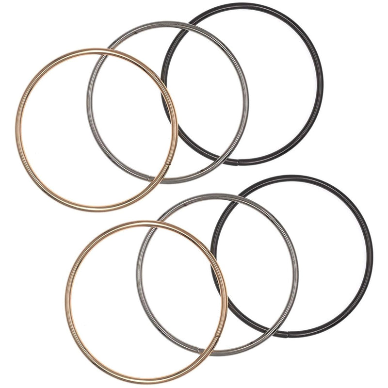 3Pairs Dia. 10Cm/4" Round Diy Craft Bag Metal Handles Frame, 2 Gold + 2 Silver