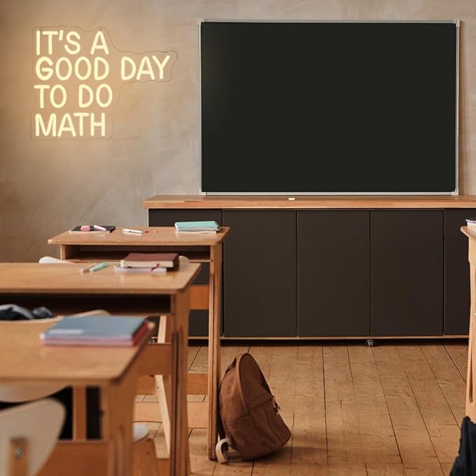 It’s a Good Day To Do Math Neon Sign White LED Wall Light for Classroom Library Study Room Decor
