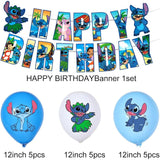 61 Pcs Stitch Party Supplies Birthday Party Supplies And Decorations Set - Includes Tableware Set And Happy Birthday Banner