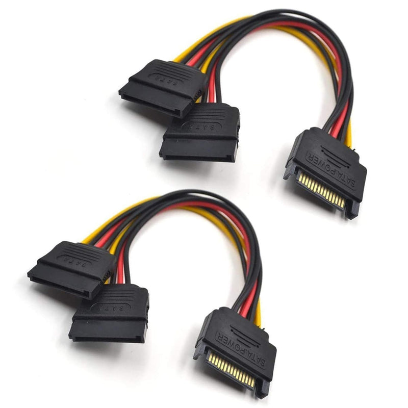 2 Pack Sata 15-Pin Power Adapter Cable, Sata 15 Pin Male To Sata 15 Pin Female