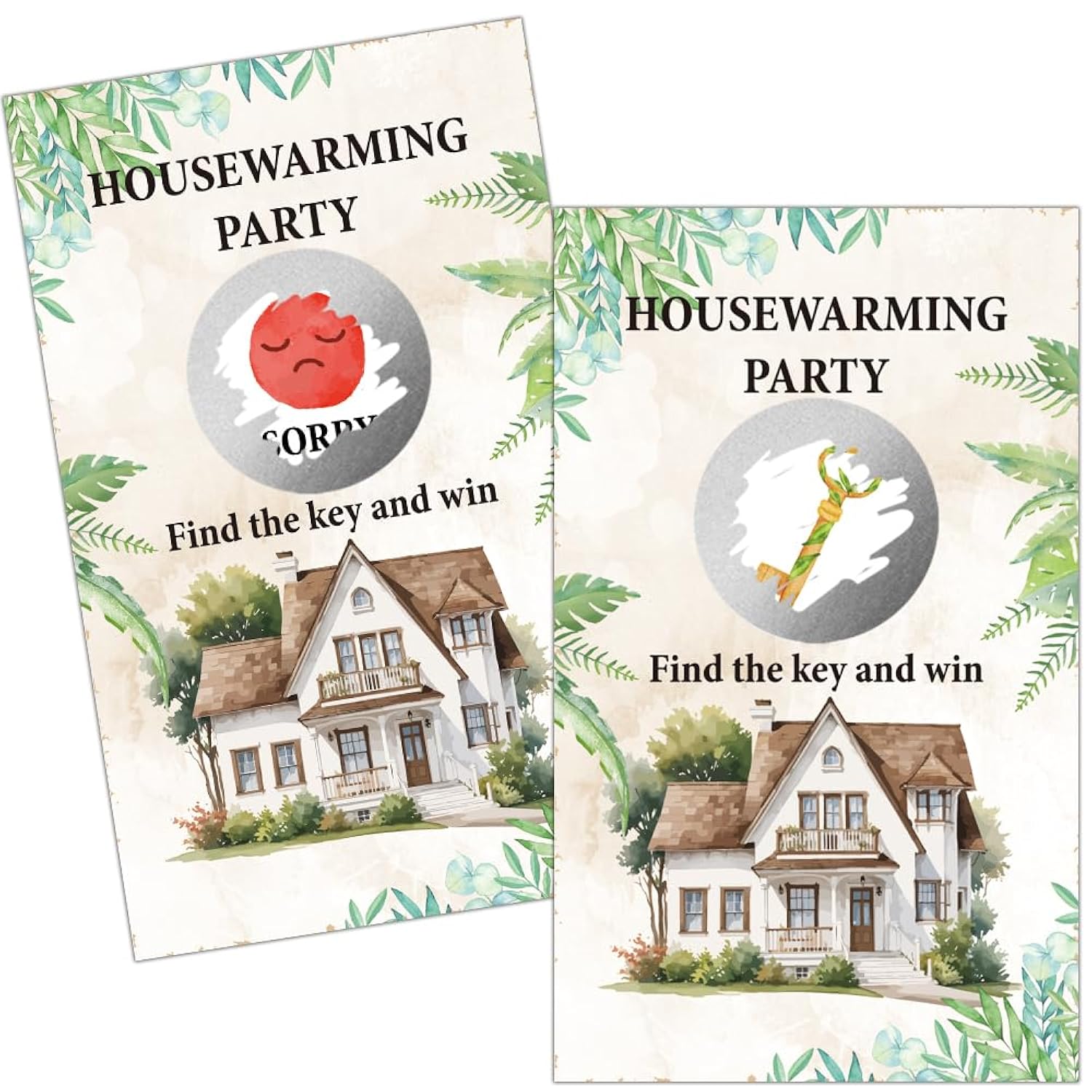 50 Pack Housewarming Scratch Off Game, Scratch Card For Rustic New Home New House, Housewarming Party Game Card (Housewarming 3)