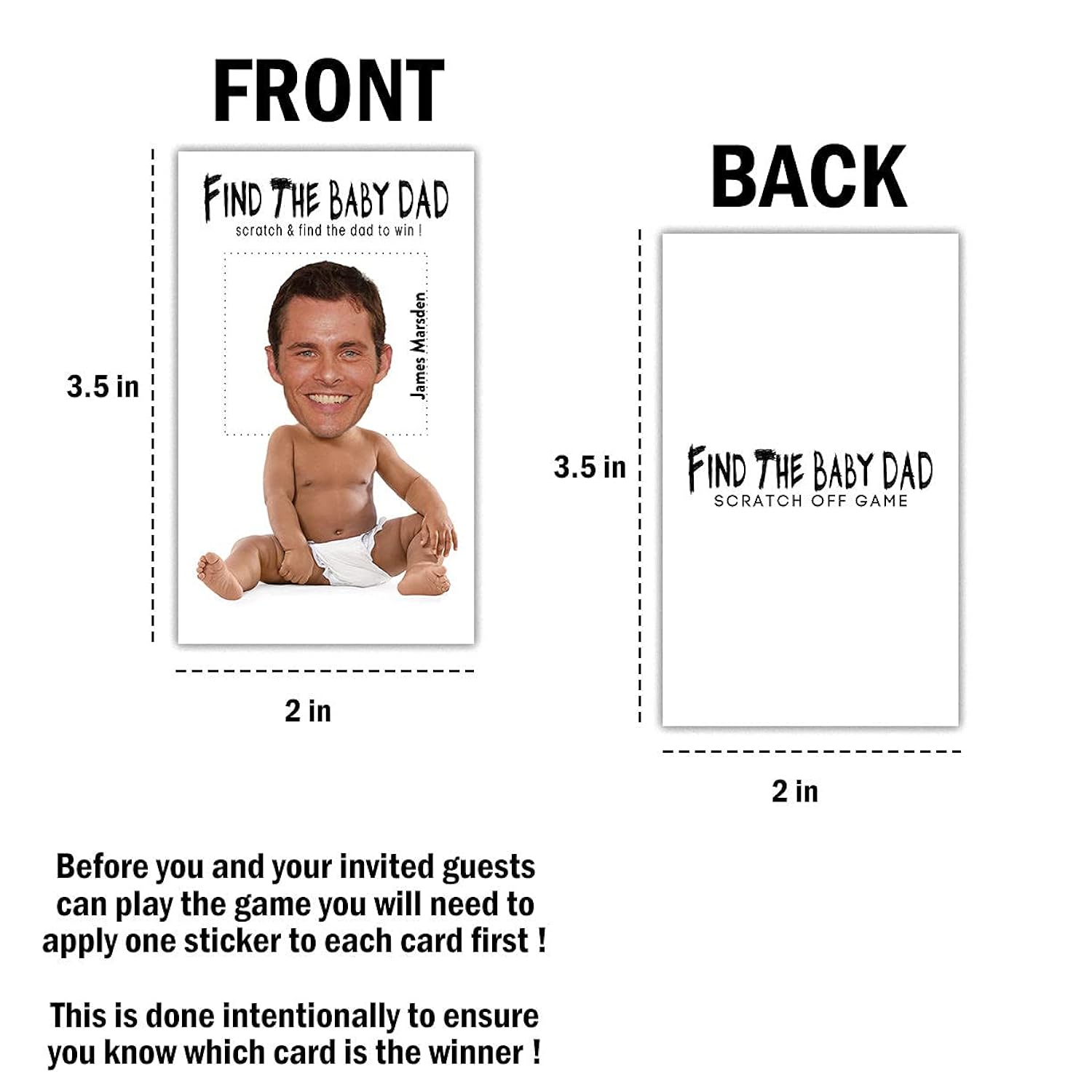 Baby Shower Games – Find The Baby Dad Scratch Off Celebrity Cards, Baby Shower Party Games Supplies – 36 Cards(Ba02-Heir)