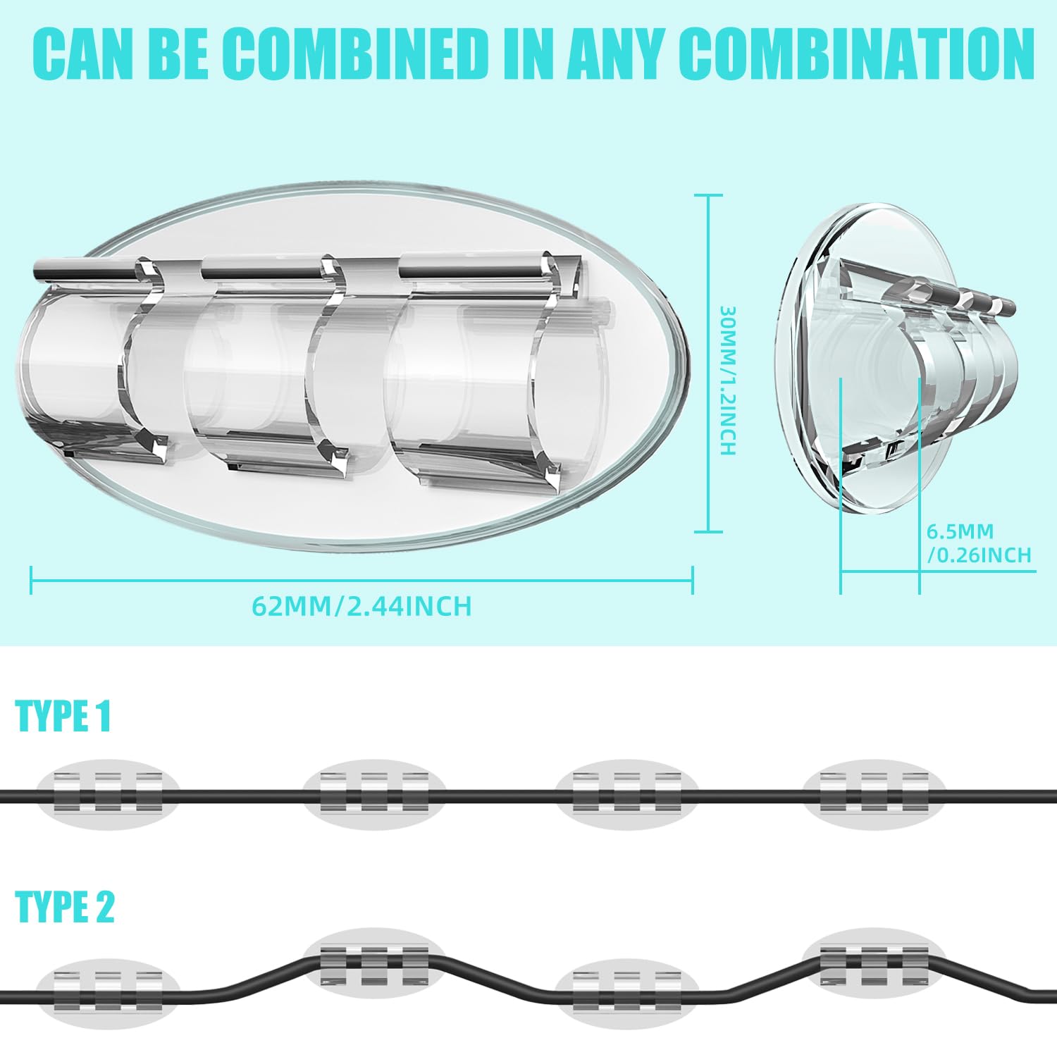 Hooks For Outdoor String Lights Clips: 30Pcs Heavy Duty Light Hooks With Waterproof Adhesive Strips, Adhesive Hooks, Outdoors Sticky Clips, Outside Clear Cord Holders For Hanging Christmas Lighting