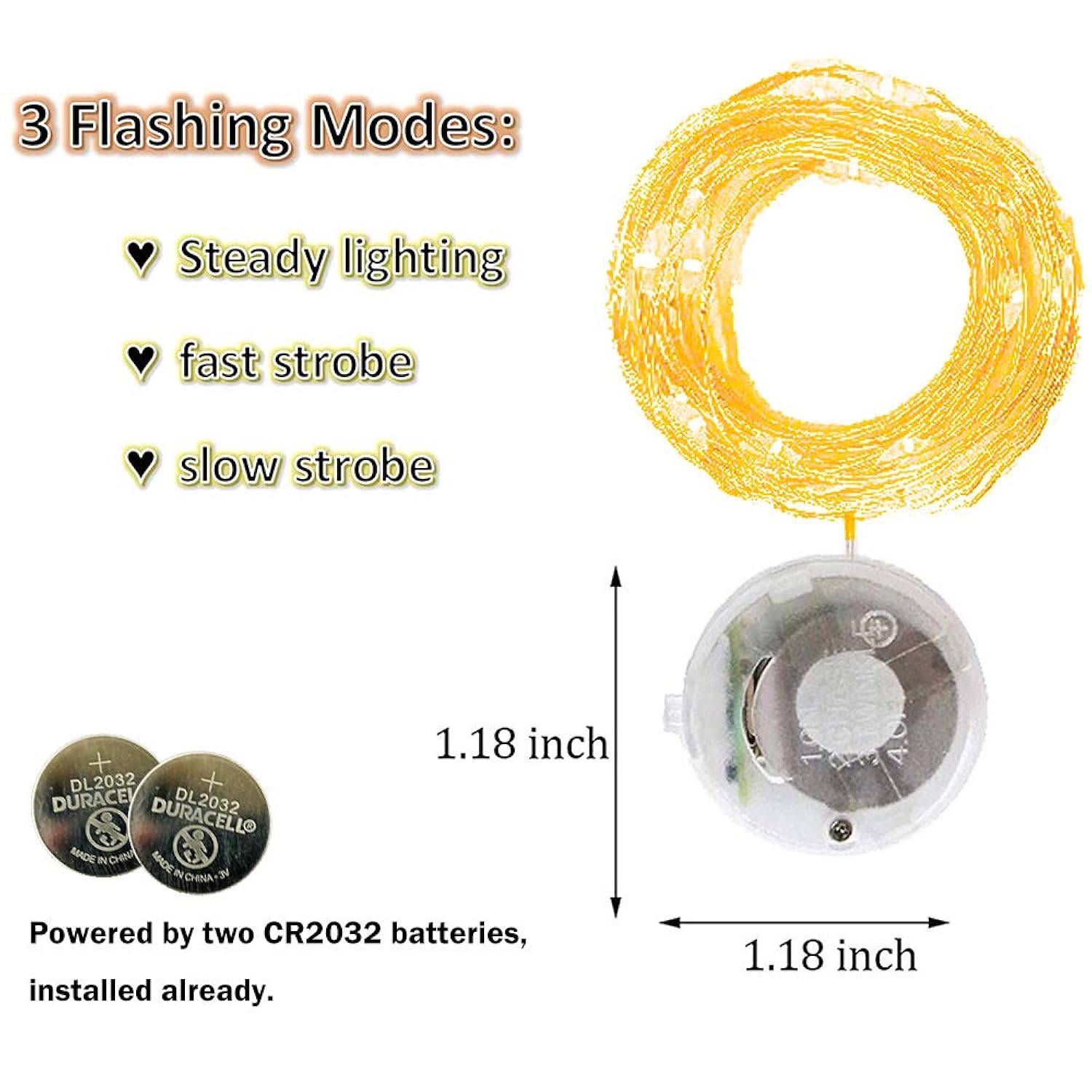 Fairy String Lights With 3 Flashing Modes, 18 Pcs 20 Led Flickering Waterproof Starry Firefly Lights, Battery Operated,