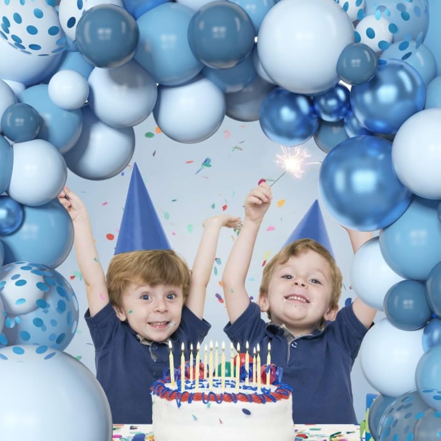 153PCS Blue Balloon Garland Kit - Metallic & Confetti Balloons for Any Event