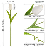 White Tulips Artificial Flowers 18Pcs Faux Silk Tulip Real Touch Tulip Fake Flowers Bouquets Arrangements For Mother'S Day Easter Spring Flowers Gifts Home Table Decor