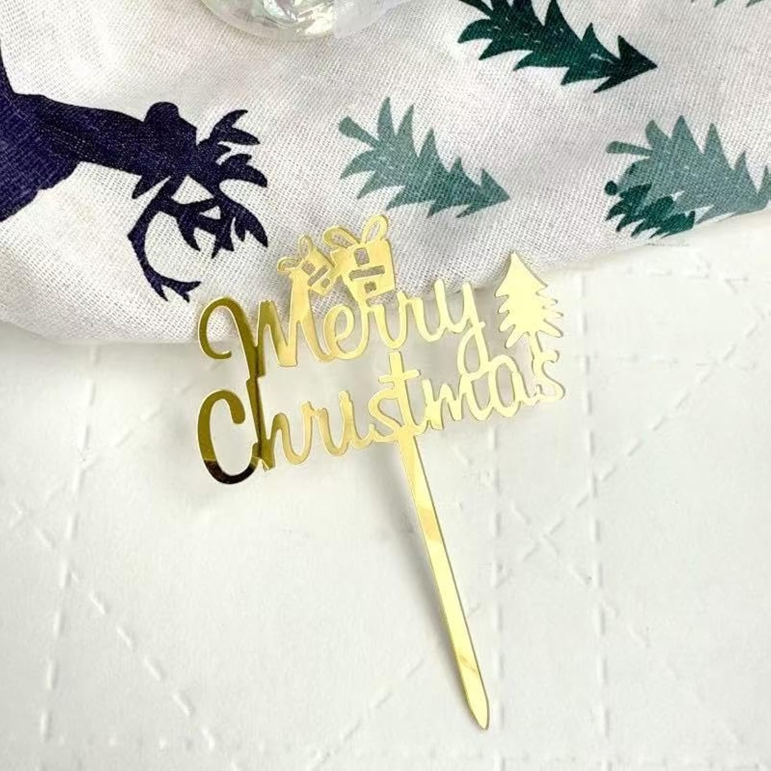 Merry Christmas Cake Topper Tree Gift Boxes Holiday Party Decoration