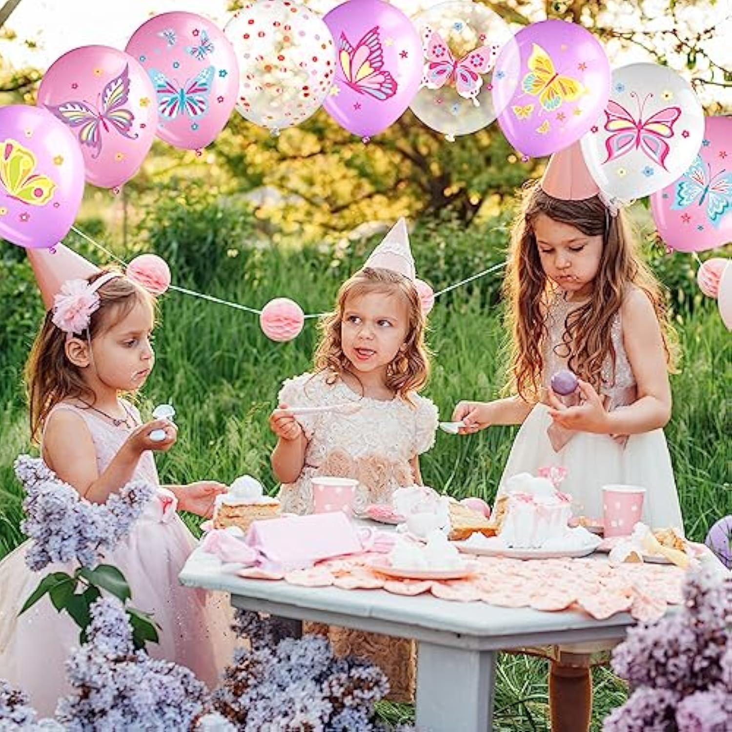 45 Pcs Butterfly Birthday Decorations Butterfly Birthday Party Balloons Pink Purple Fairy Latex Balloons Decorations For Girls Princess Women Baby Shower Wedding Grad Party Supplies (Classic)