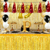 3P Red Gold Tassel Banner Garland Metallic Foil Fringe Banner Tinsel Tassels Streamer Banner Backdrop For Parade Floats Graduation Halloween, Christmas, Baby Bridal Shower Party Decorations