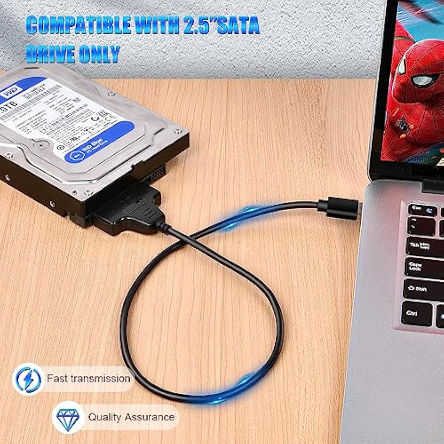 Usb 3.0 To Sata Adapter Cable For 2.5" Ssd Hdd Drives, Super Fast Data Transfe