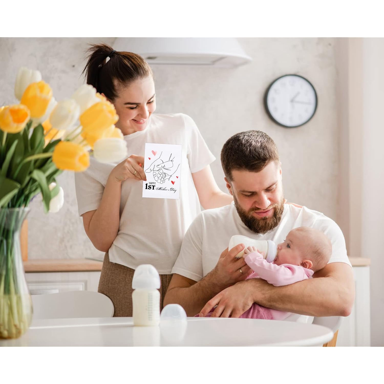 First Mother'S Day Card With Envelope - Happy 1St Mothers Day Greeting Card From Baby Gifts For New Mom Expecting Mother Gifts Cards For Wife From Husband First Time Mom Nursery Decor