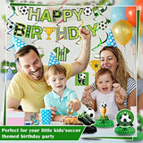 16 Pcs Soccer Birthday Party Decorations Include Soccer Happy Birthday Banner, Table Centerpieces, Paper Cutouts, Hanging Swirl For Boys Sports Football Party Decor