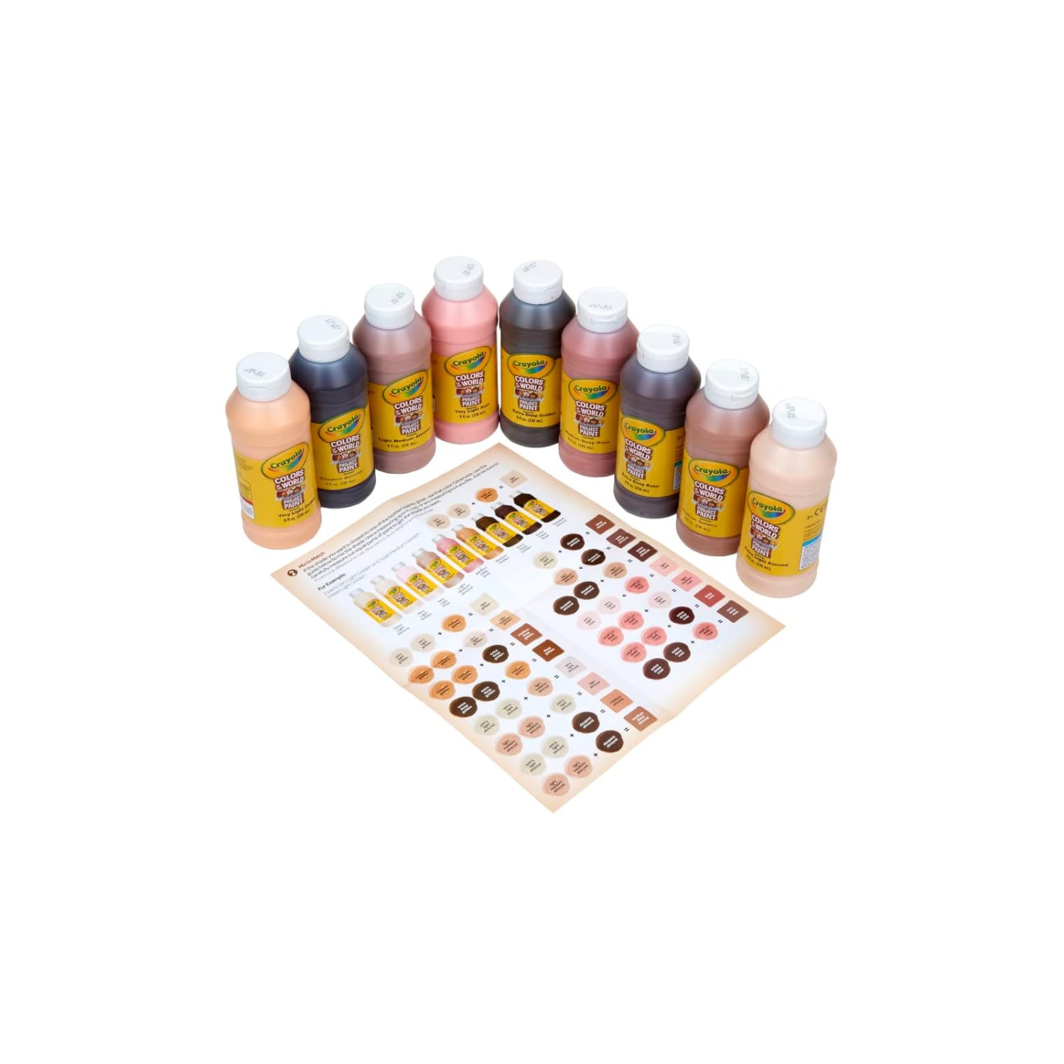 Crayola Colors Of The World Washable Paint - 8oz (9ct), Bulk Skin Tone Paint, Kids Arts & Crafts Supplies, For Teachers & Classrooms
