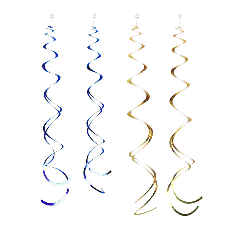 24Pcs Navy Gold Party Hanging Swirl Decorations Sparkly Foil Streamer