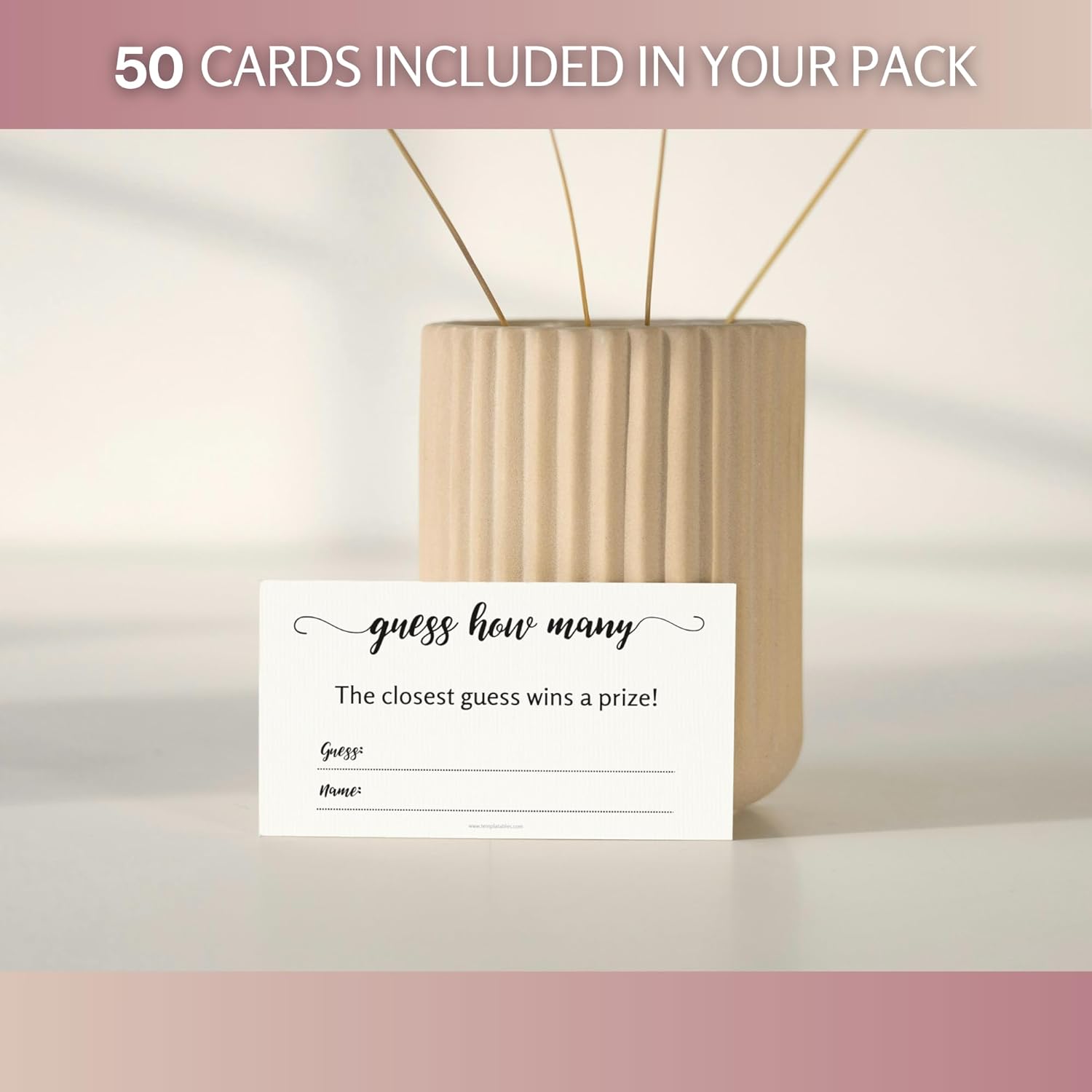 Baby Shower Games - Guess How Many | Pack Of 50 Premium 350Gsm Quality Cards 3X2 | Fun Baby Shower Game For Guests