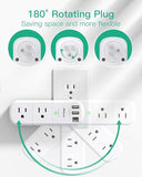 Surge Protector Outlet Extender 6 Outlets 4 USB Ports USB C 1800J Rotating Wall Plug White