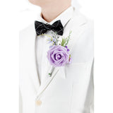 Lilac Purple Wrist Corsage And Boutonniere Set For Wedding Prom Homecoming Artificial Rose Flowers Men Groom Groomsmen Boutonniere And Women Gril Bridesmaids Wristlet Bracelet Suit Decor