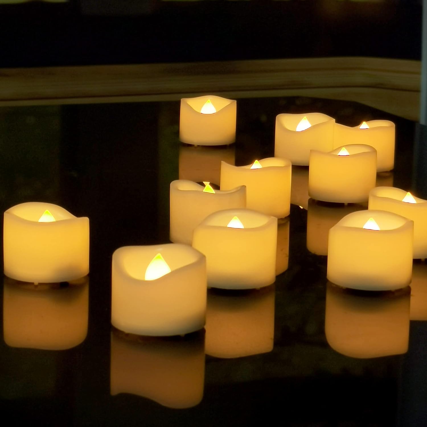 CANDLE CHOICE Battery Operated Flameless Tea Lights with Timer Realistic Flickering Electric LED Tealight Candles Set Wedding Party Christmas Decorations Table Centerpieces Batteries Included 12 Pack