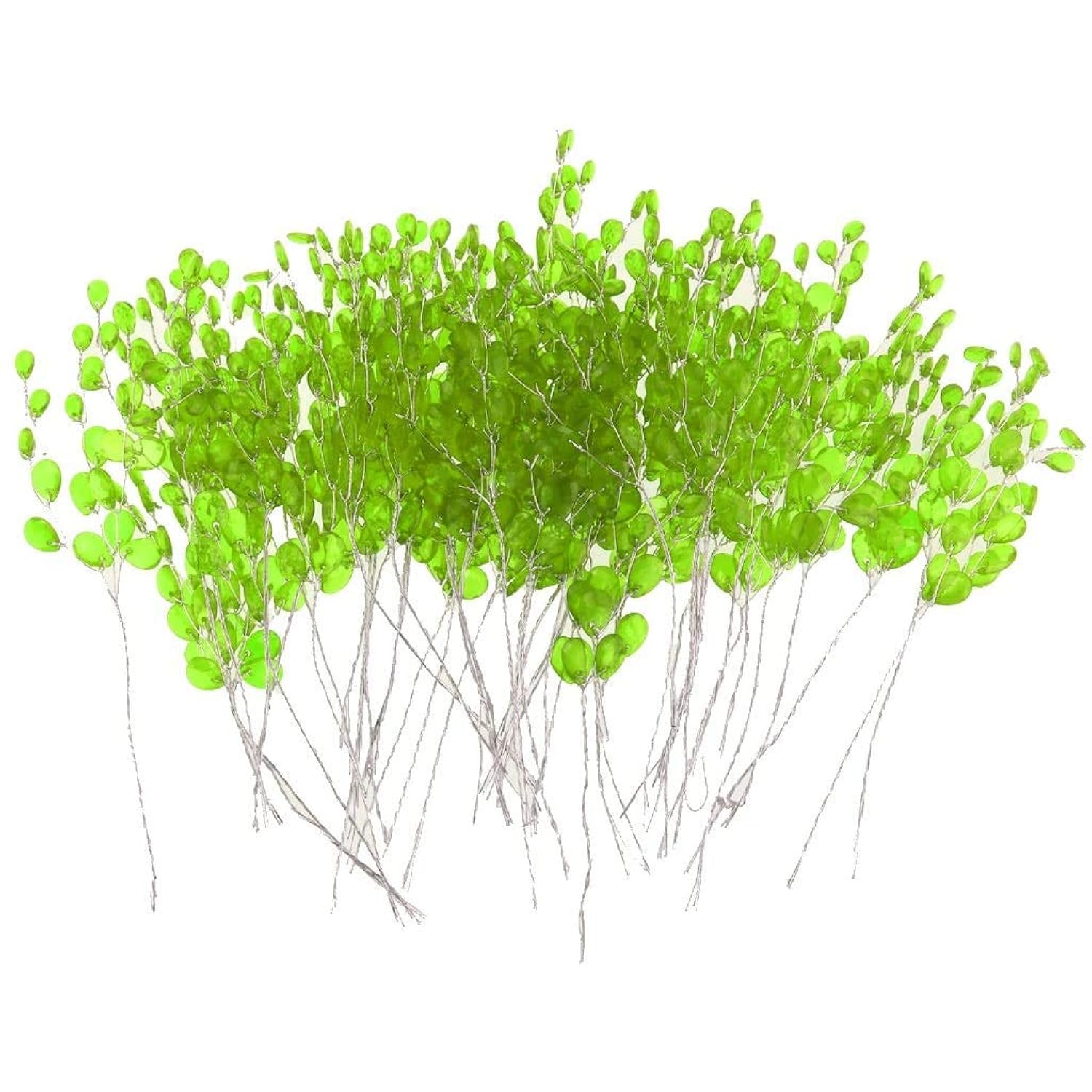 50Pcs Artificial Flower Stem With Crystal Acrylic Beads Water Drop Diamante Flower Branches For Home Wedding Decor - Green