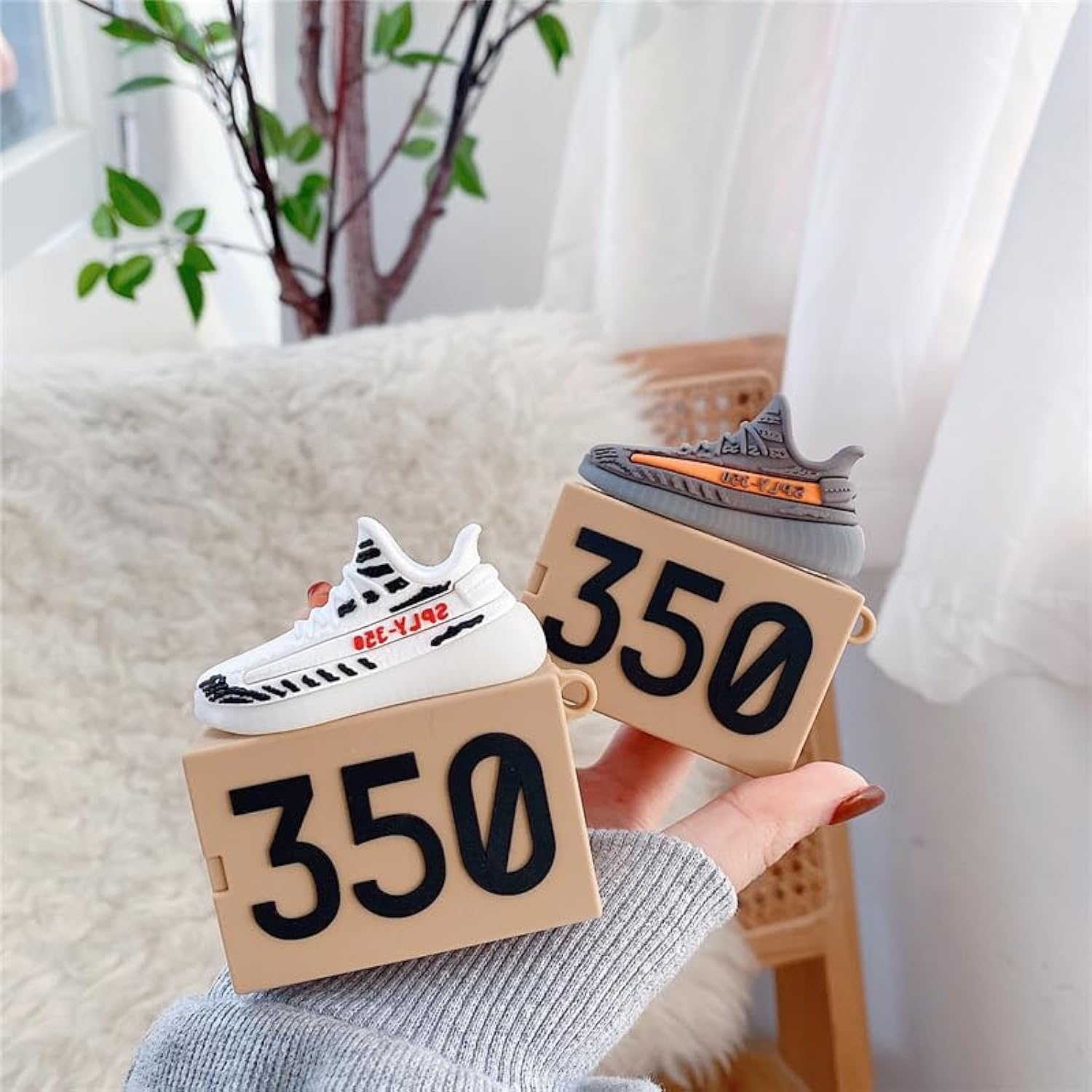 Shoe Box Airpod Case Cover, 3D Creative Sports Shoes Cute Cartoon Funny Fun, Soft Silicone Airpod Skin Keychain Ring, Girls Boys Teens Men Case For Airpods Pro 2Rd Generation 2022 (350 Gray)