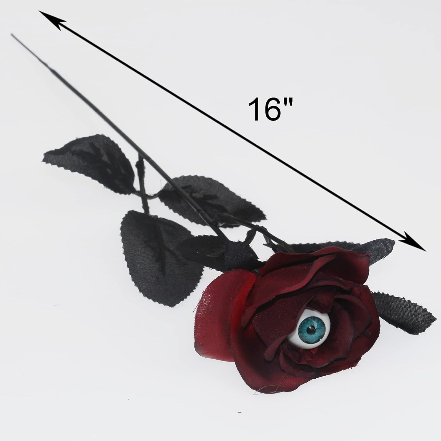 10 Pcs Artificial Bloody Roses With Eyeball Flower Bouquet Faux White And Red Roses Bundles 16" Fake Realistic Rosa For Flowers Arrangements Halloween Parties Home Decor (10, Maroon)