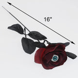 10 Pcs Artificial Bloody Roses With Eyeball Flower Bouquet Faux White And Red Roses Bundles 16" Fake Realistic Rosa For Flowers Arrangements Halloween Parties Home Decor (10, Maroon)