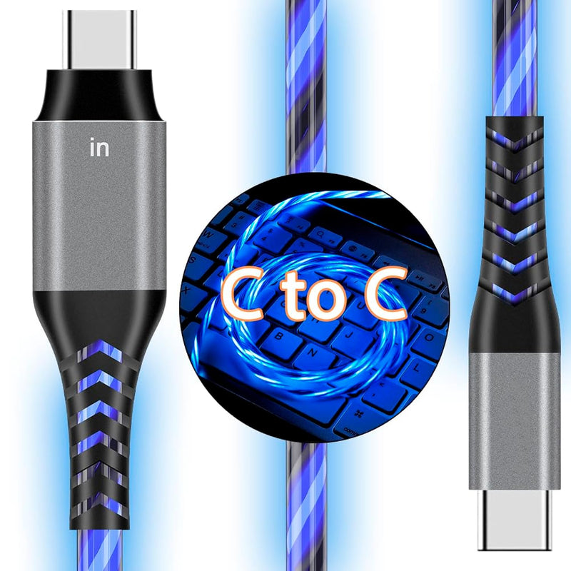 Usb C To Usb C Cable, 6Ft Led Usb C Cable 60W/3A Light Up Fast Charging Usb Ty