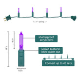 Xmas Lights 17Ft 50 Counts Led Green Wire Mini String Lights,Ul Certified Waterproof T5 Clear Mini Led Christmas Lights For Indoor Outdoor Xmas Tree Wedding Halloween Decoration (Purple)