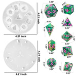 Upgraded 9 Piece Polyhedral Dice Mold (New Font), 7 Dnd Dice Set Mold & Pendant Crystal D4 Mold Silicone