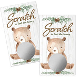 50 Pack Bear Theme Scratch Off Game, Retro Pinecone Bear Honey Scratch Card For Baby Shower Birthday Party Lottery Game Group Games Family Activity, Baby Shower Activity And Idea