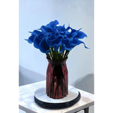 Real Touch Royal Blue Calla Lily Artificial Flowers - Perfect For Wedding Bouquets And Home Decoration (20Pcs)