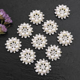 10 Pieces Pearl Rhinestone Buttons, Faux Pearl Snowflake Rhinestones B