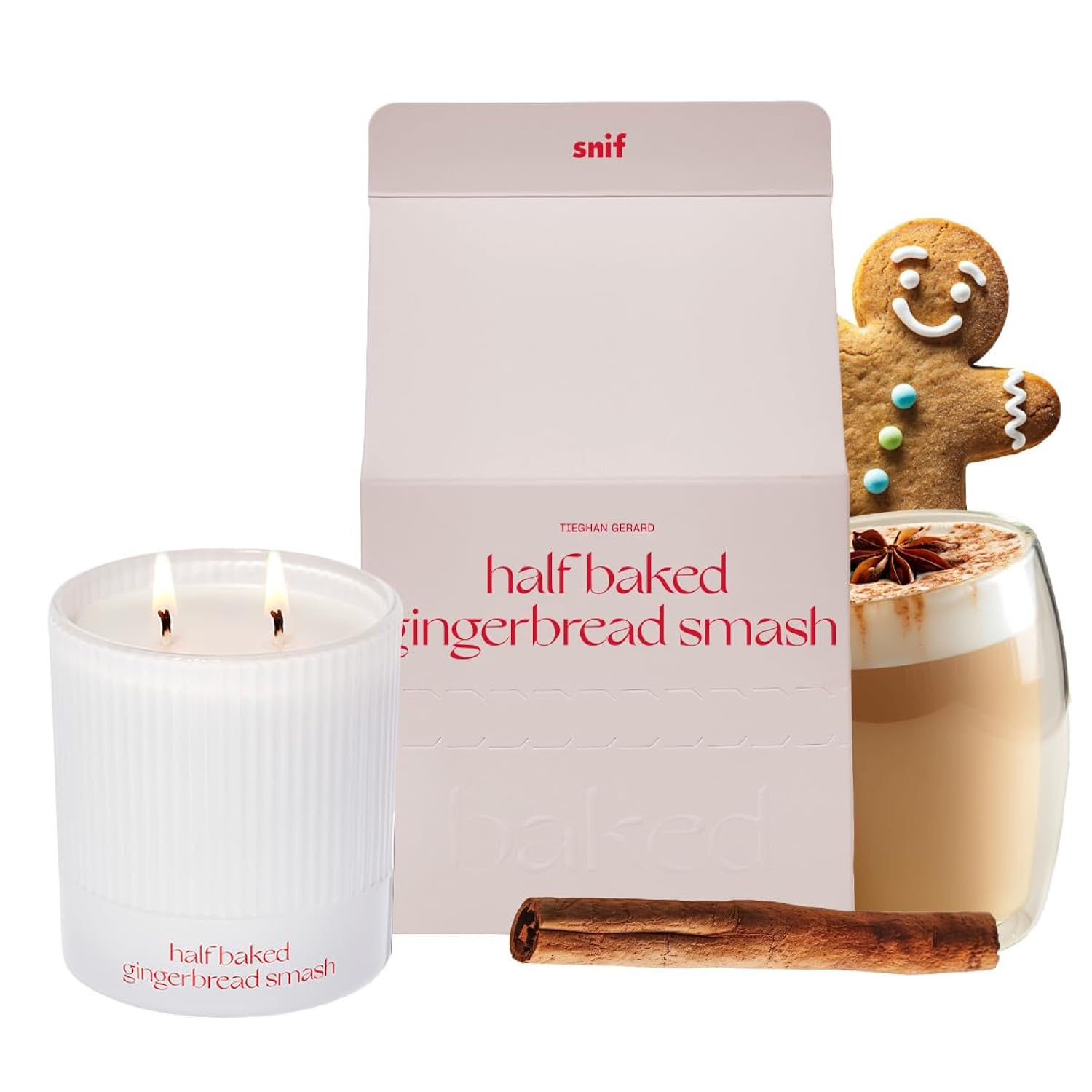 Half Baked Harvest Gingerbread Smash Holiday Scented Candle By , Gourmand, Spicy, Vanilla Scent, 50+ Hours, 100% Cotton Fiber Wicks, Soy Wax Blend, Non-Toxic, Vegan, 8.5Oz