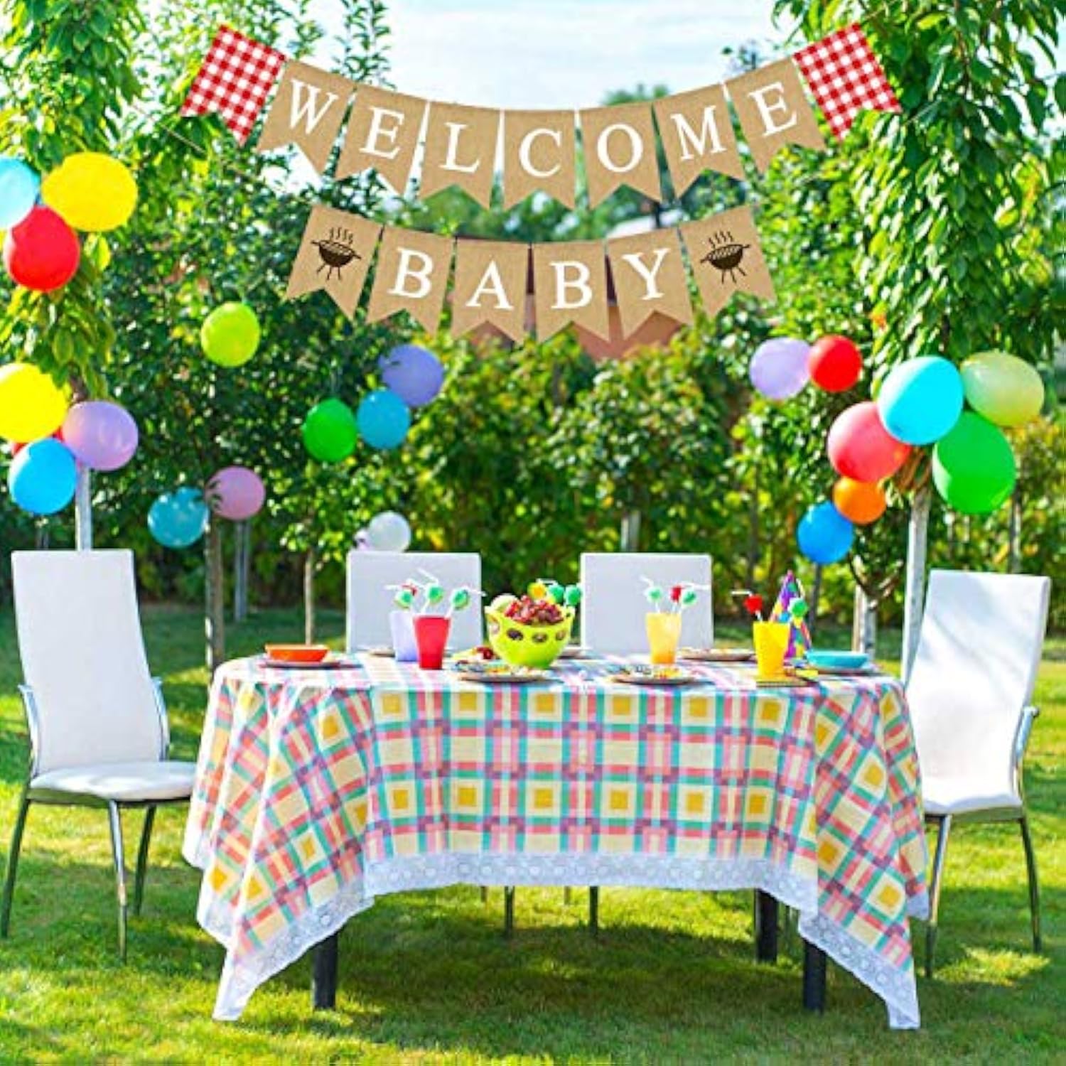 Jute Burlap Welcome Baby Banner With Grill Bbq Theme Baby Shower Party Garland Decoration